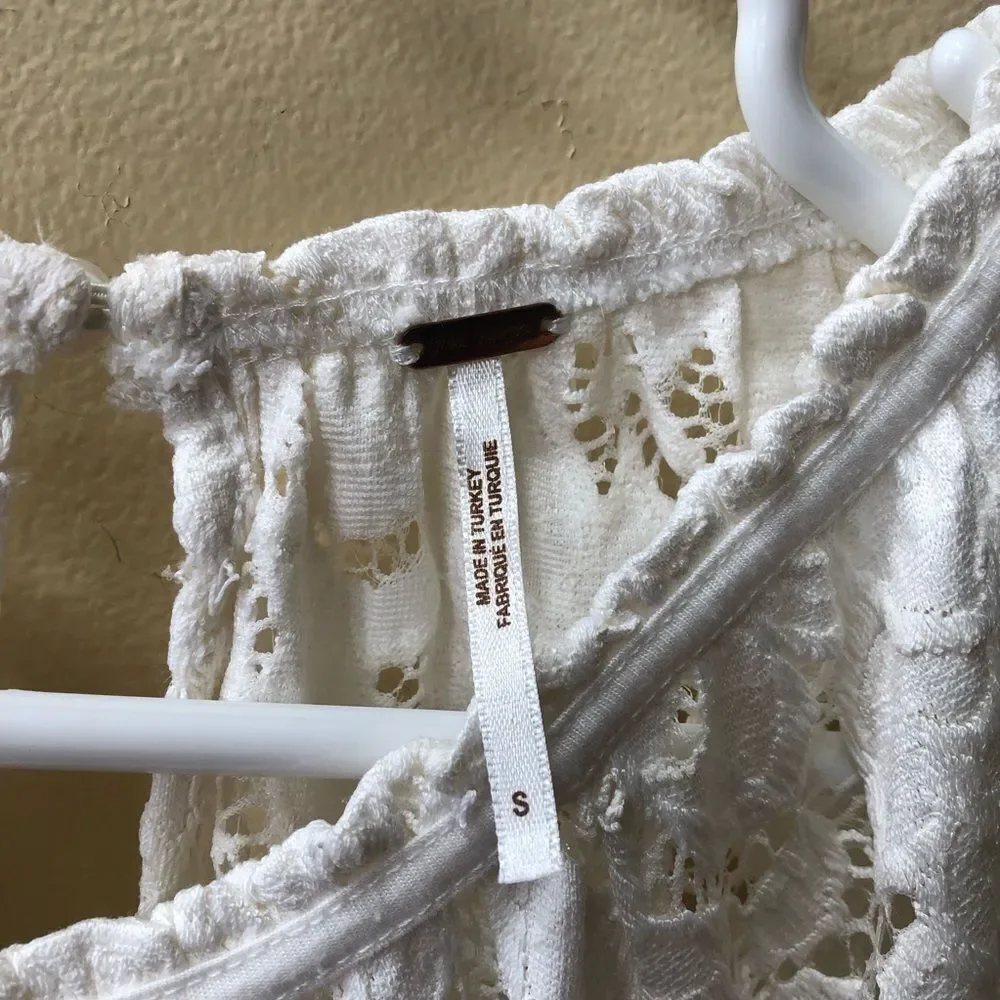 Free People Olivia Lace Tee in Ivory